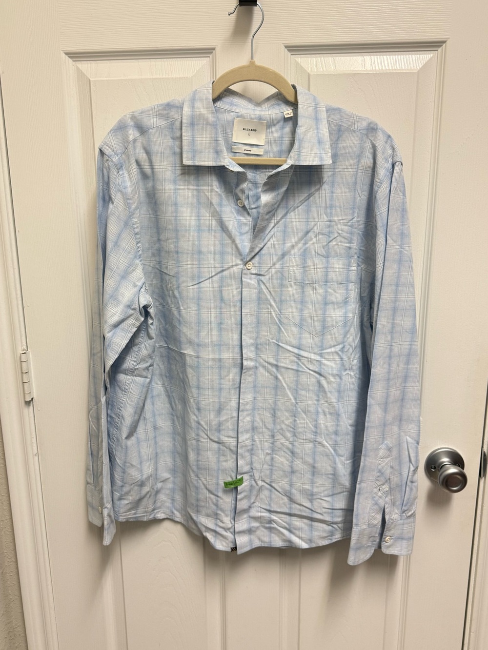 Billy Reid Blue Plaid Button Down Dress Shirt
